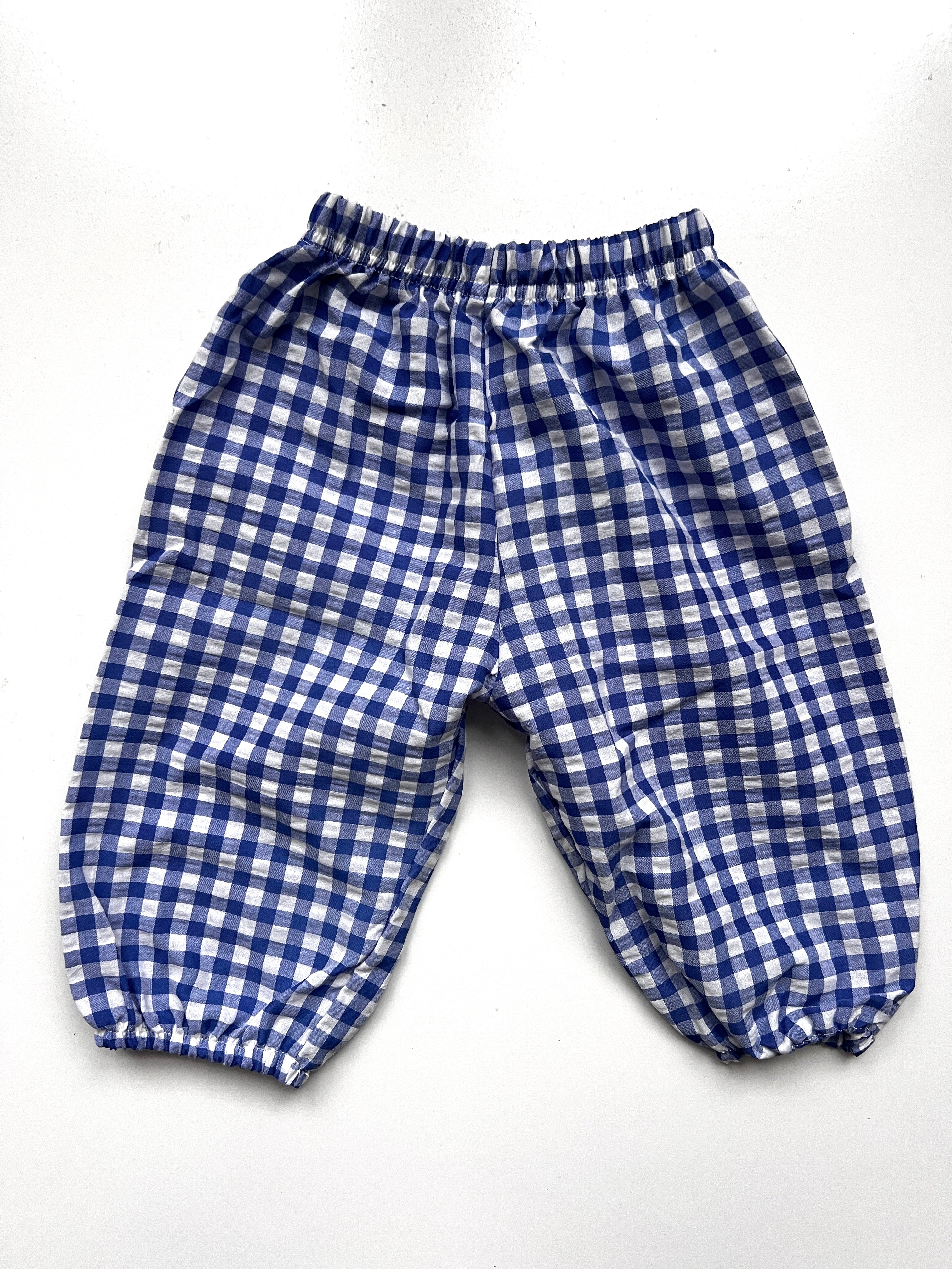 Handmade Blue Gingham Trousers Age 18 Months