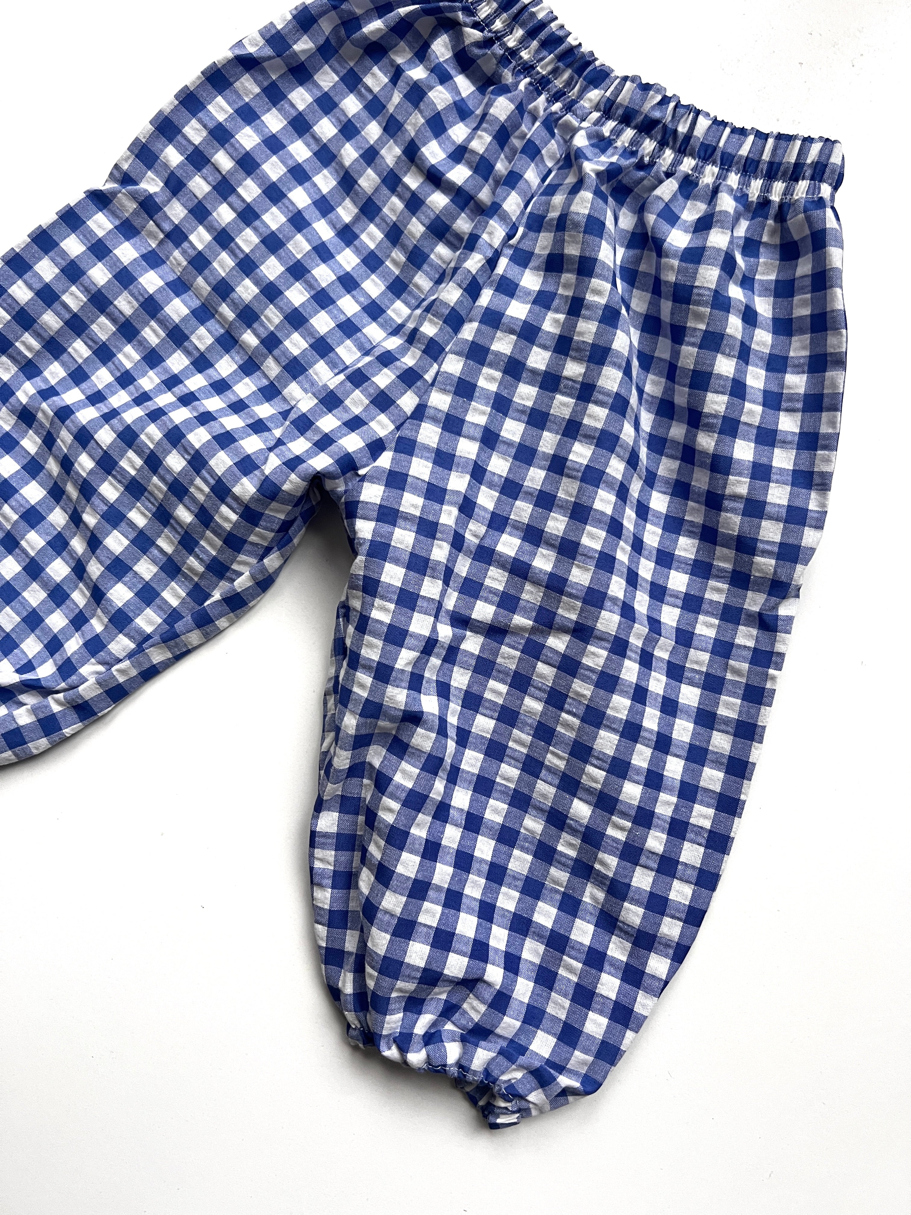 Handmade Blue Gingham Trousers Age 18 Months