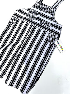 Vintage Stripe/Checkerboard Short Dungarees Age 4 Years (Dead Stock!)