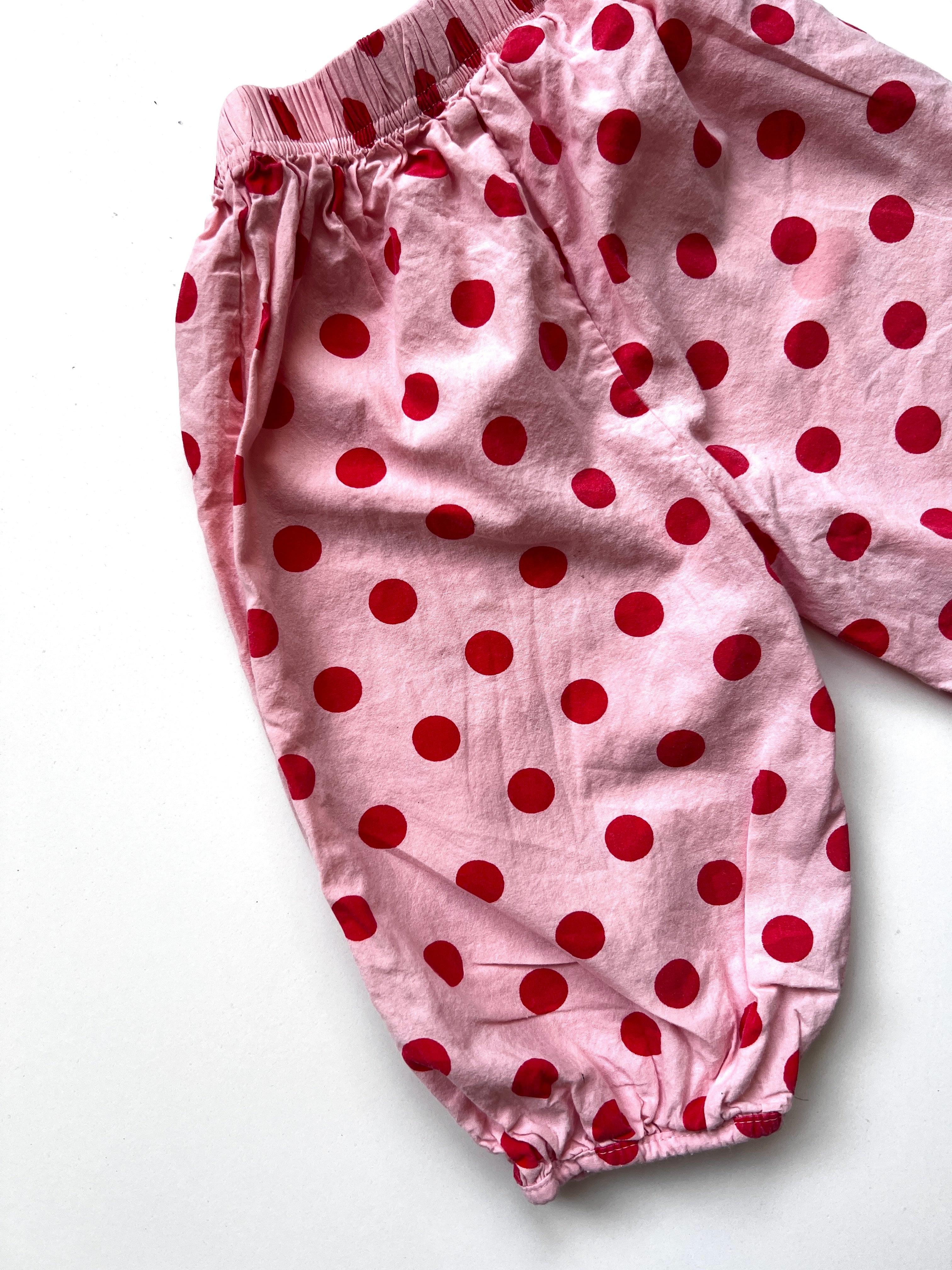 Handmade Bubble Fit Polka Dot Trousers Age 12-18 Months