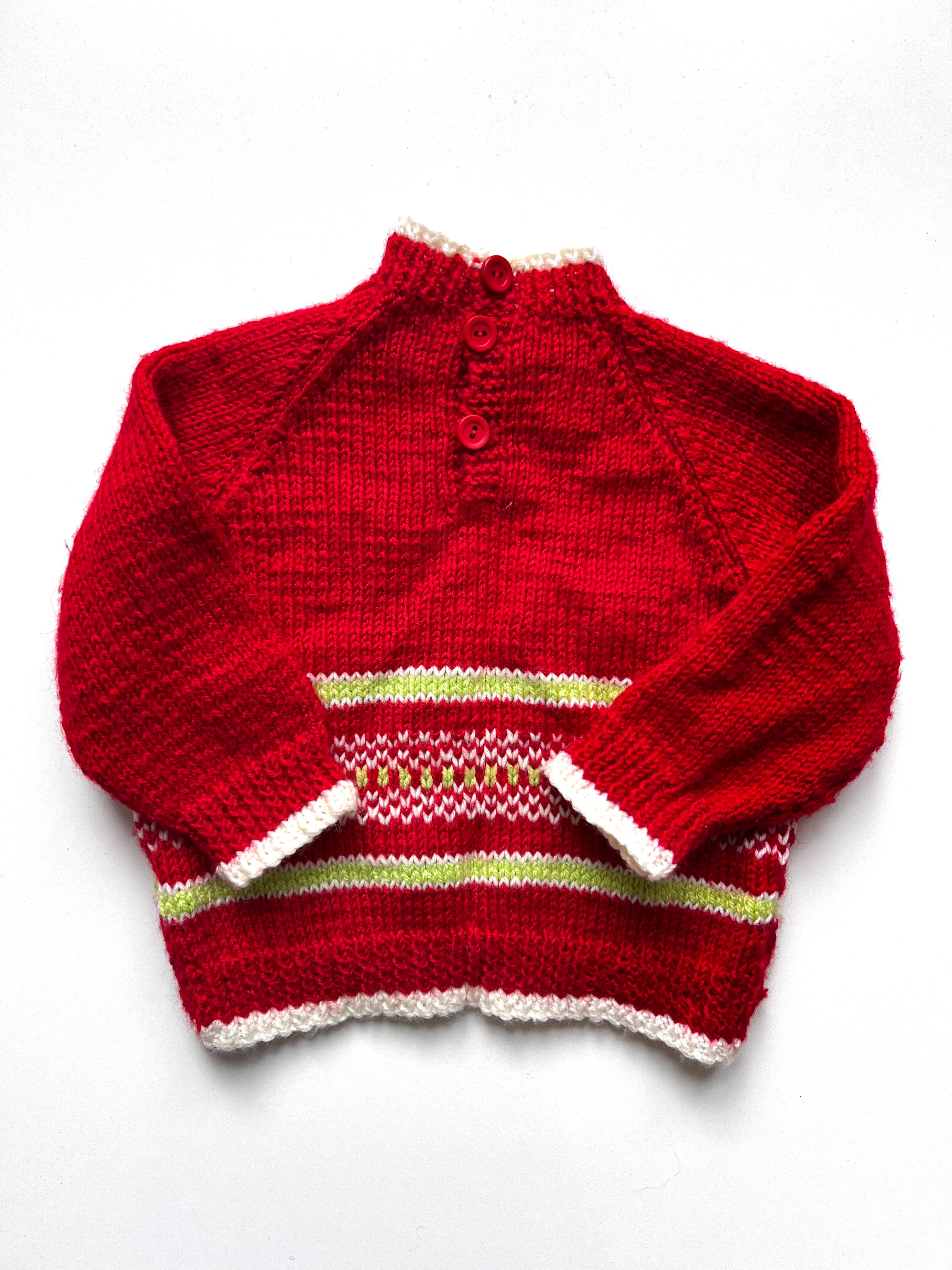 Vintage Hand Knitted Christmas Jumper Age 6-12 Months