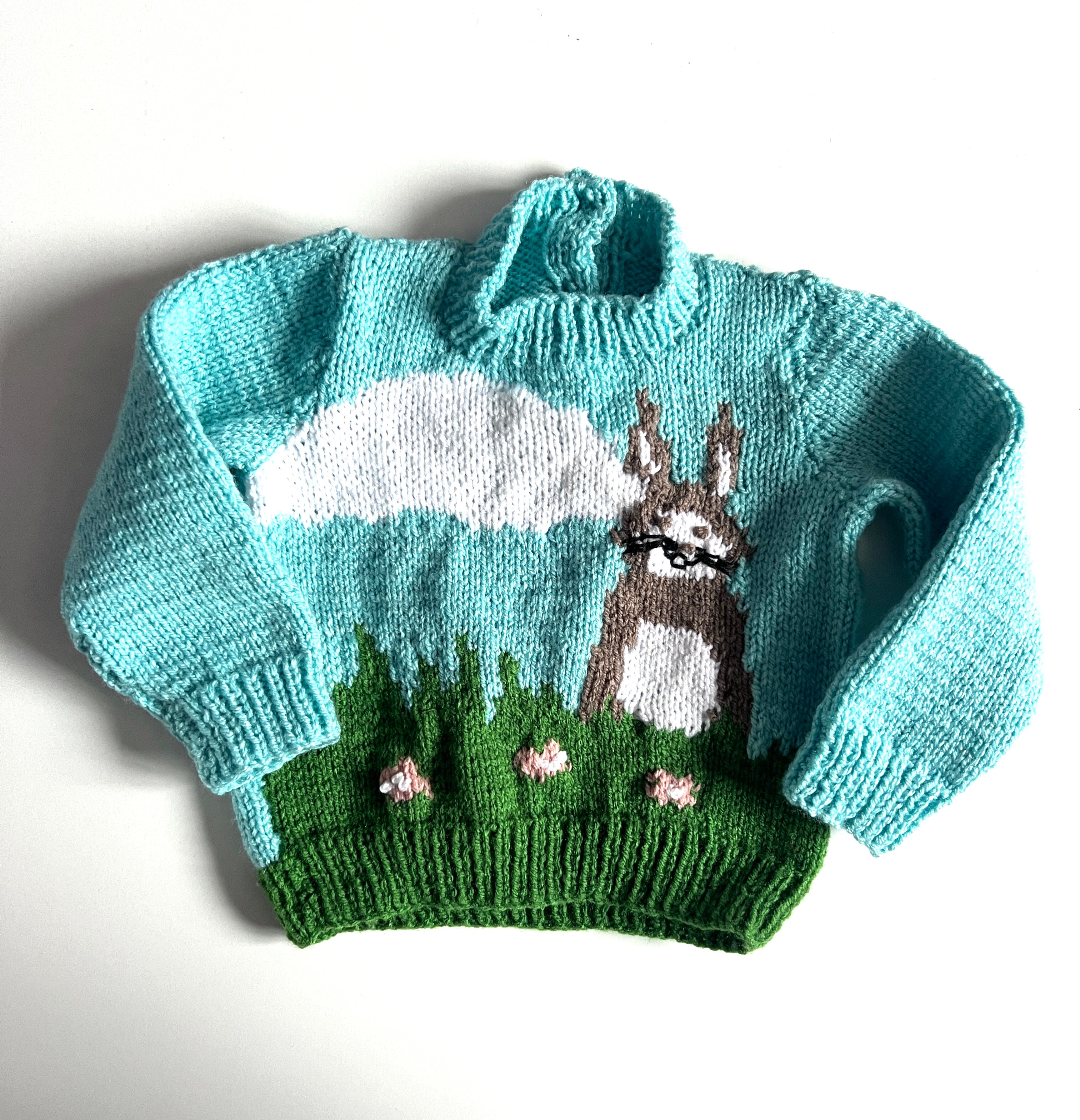 Handknitted Spring Bunny Jumper Age 12-18 Months