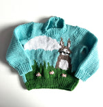 Load image into Gallery viewer, Handknitted Spring Bunny Jumper Age 12-18 Months
