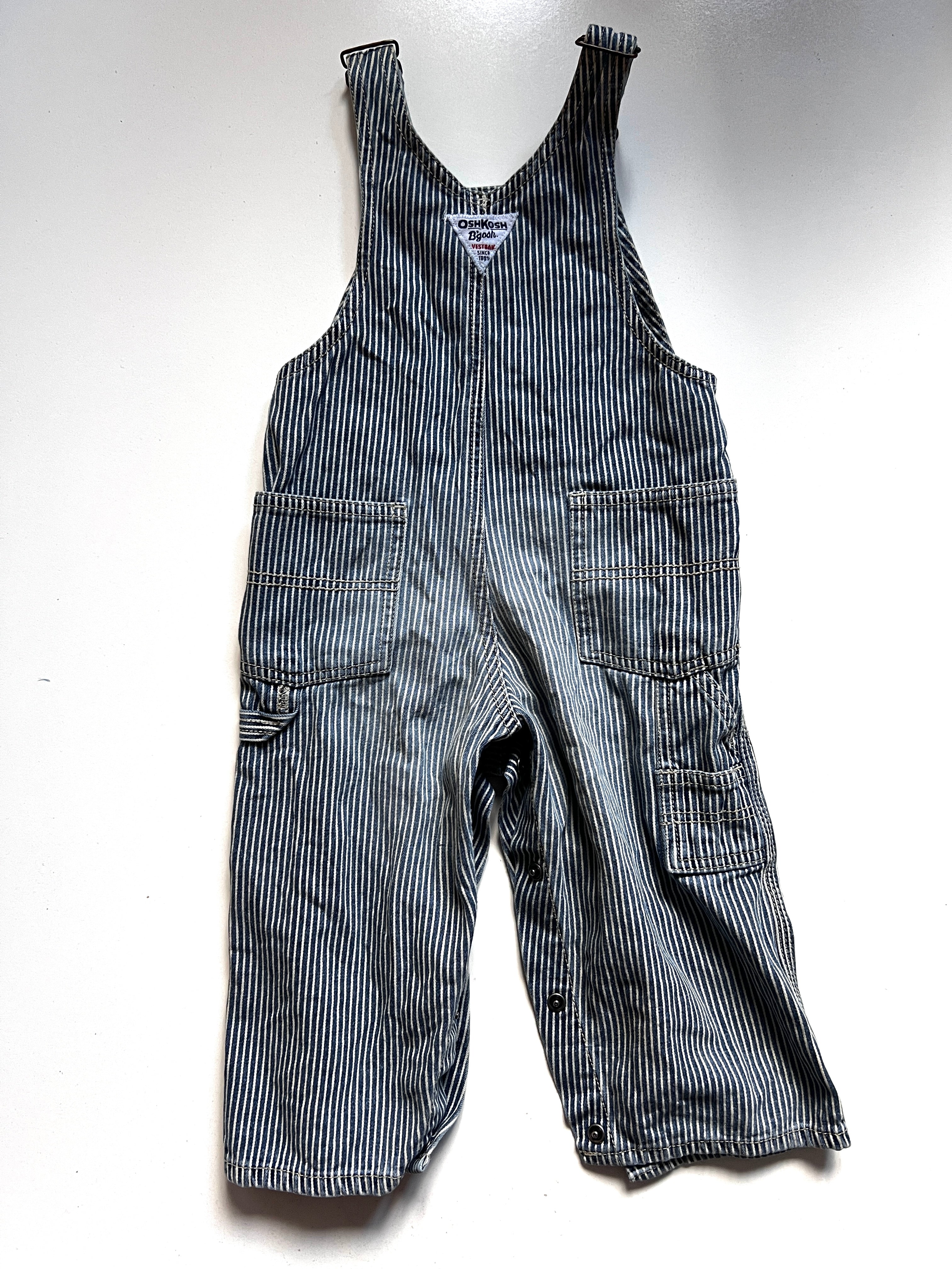 Osh Kosh Hickory Stripe Dungarees Age 24 Months