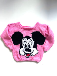 Vintage Hand Knitted Mickey Mouse Jumper Age 3 Years