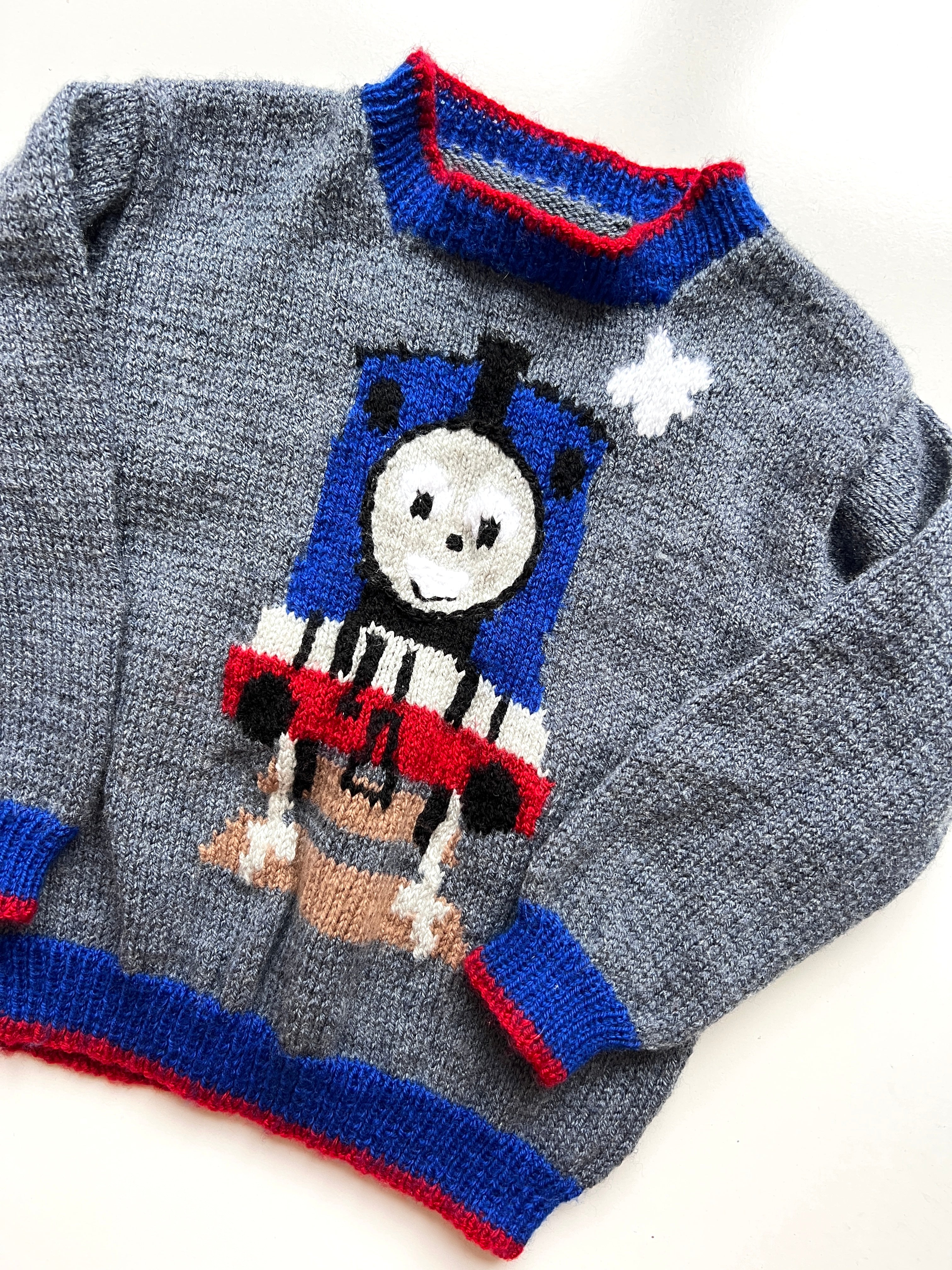 Hand Knitted Thomas The Tank Jumper Age 5-6 Years