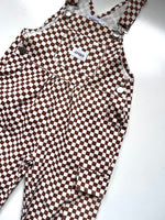 Load image into Gallery viewer, Brown Checkerboard Cargo Dungarees Age 2-3 Years
