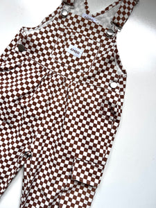 Brown Checkerboard Cargo Dungarees Age 2-3 Years