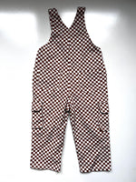 Load image into Gallery viewer, Brown Checkerboard Cargo Dungarees Age 2-3 Years
