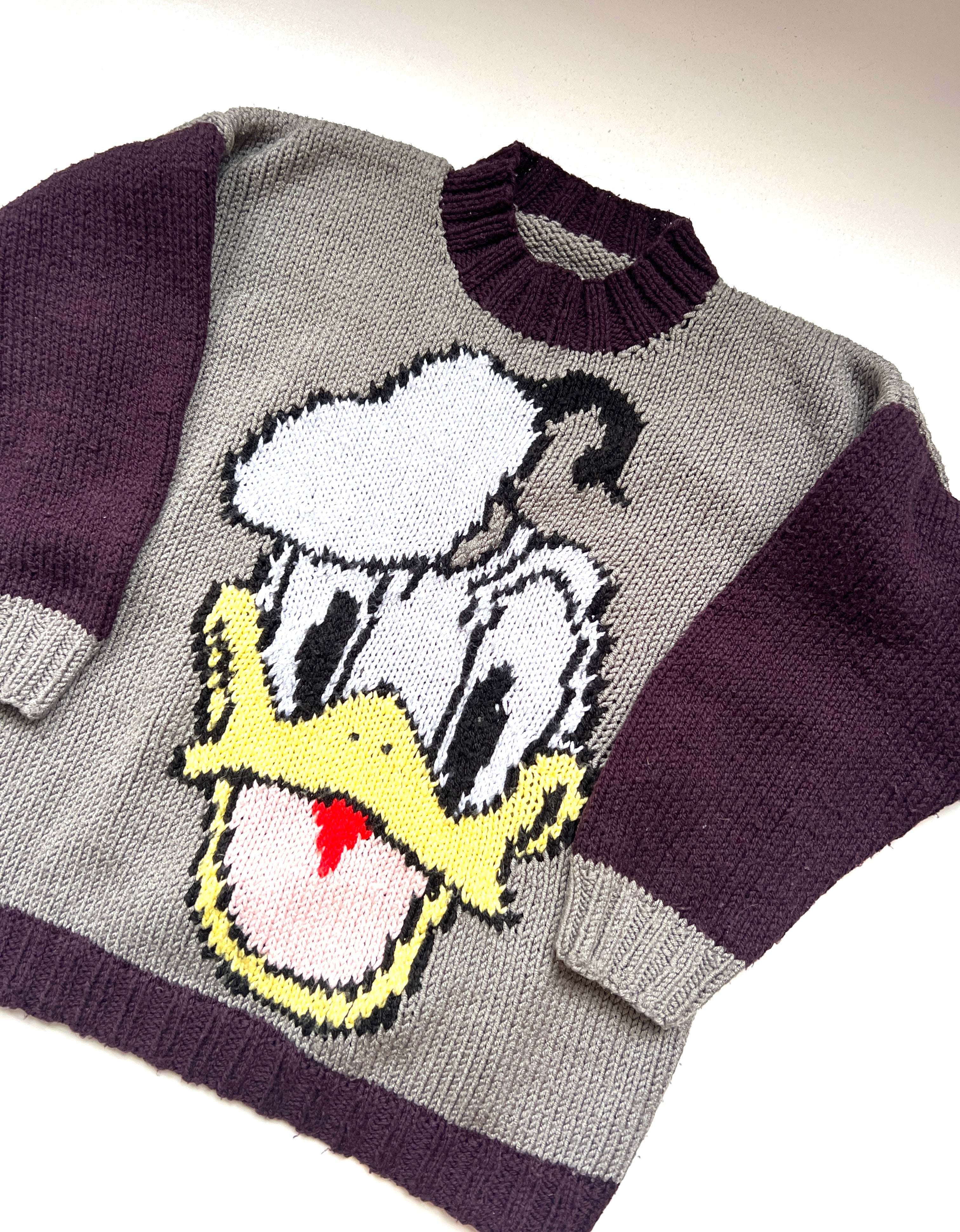 Vintage Hand Knitted Donald Duck Jumper Age 5-6 Years