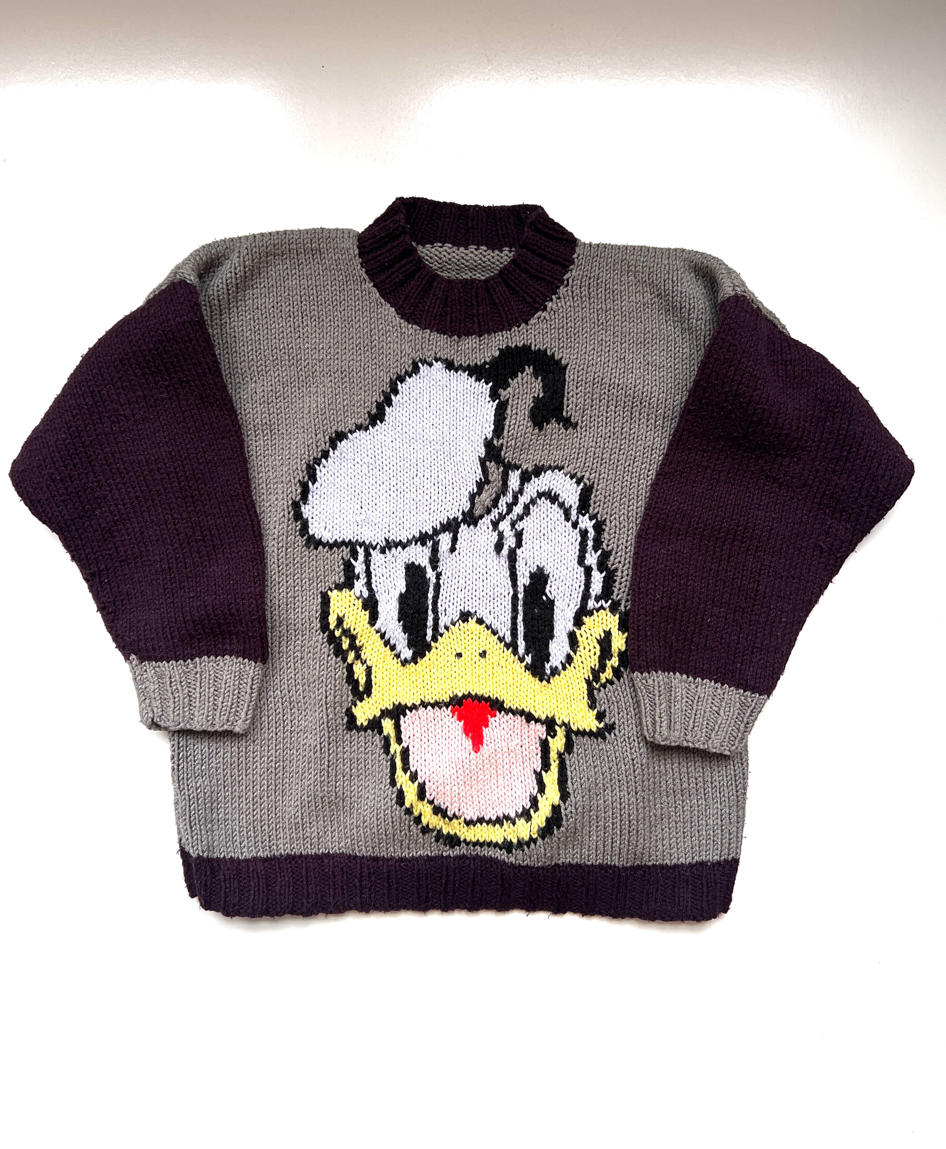 Vintage Hand Knitted Donald Duck Jumper Age 5-6 Years