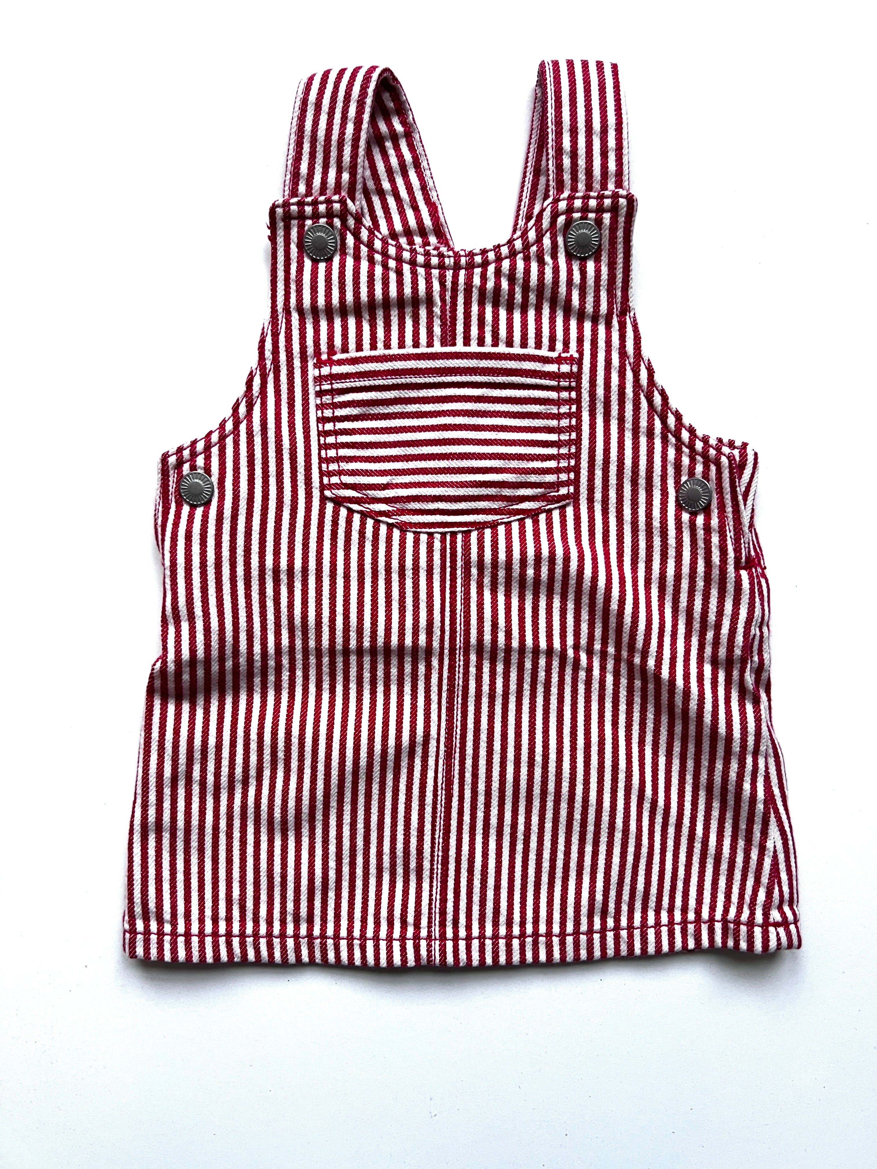 Vintage Red Hickory Stripe Dress Age 3-6 Months