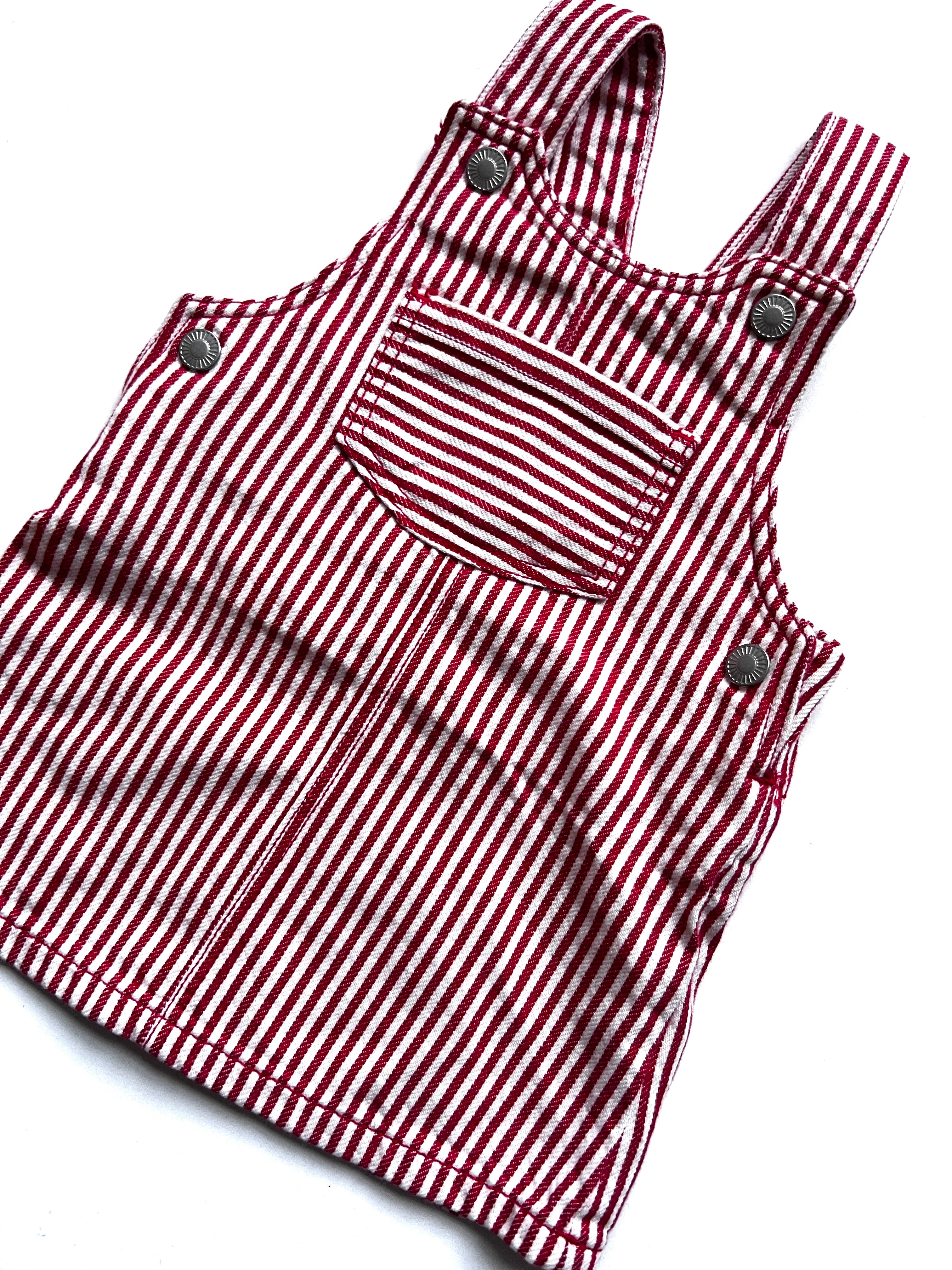 Vintage Red Hickory Stripe Dress Age 3-6 Months